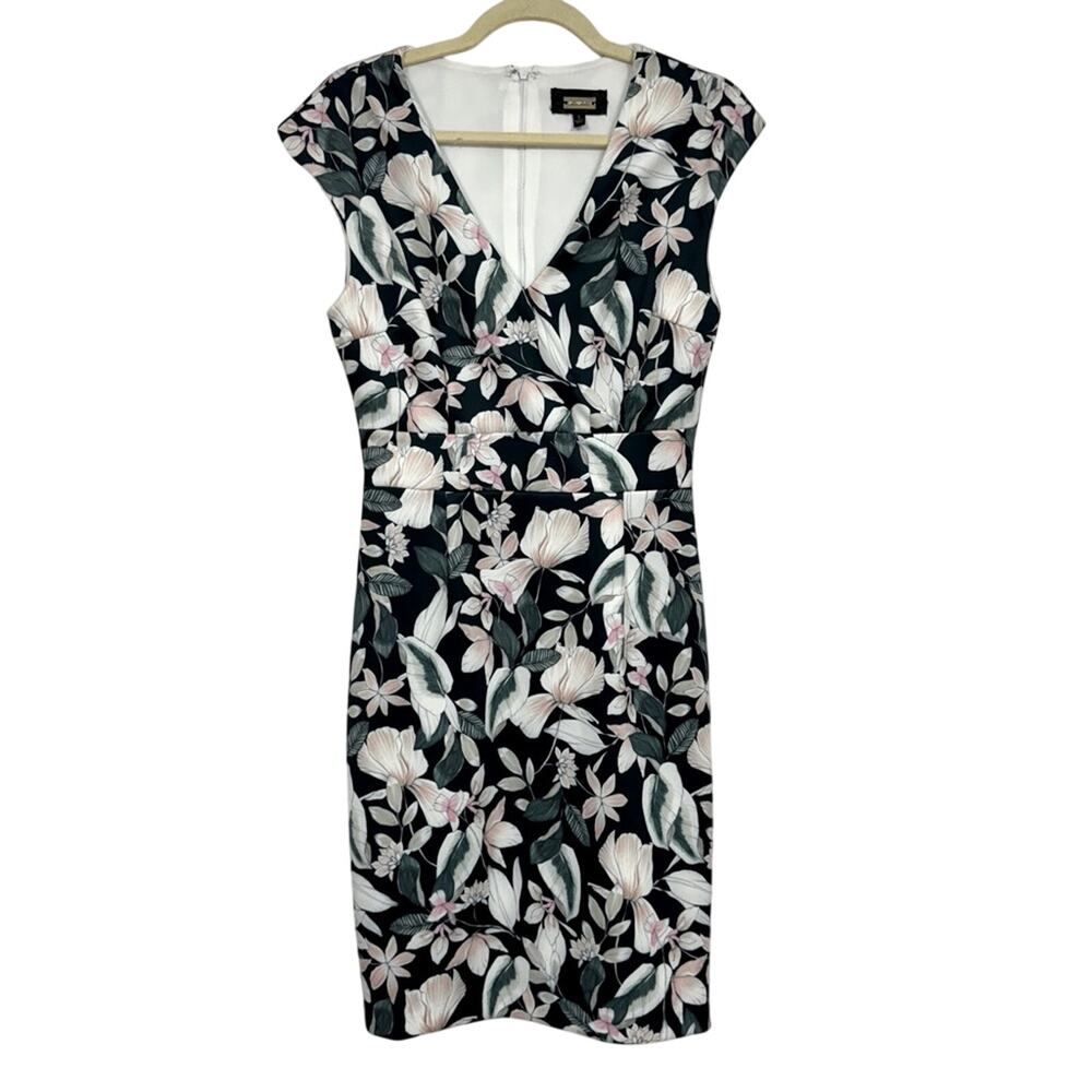 Alexia Admor Green Floral Cap Sleeve Sheath Dress Mini Womens S Spring Luxury